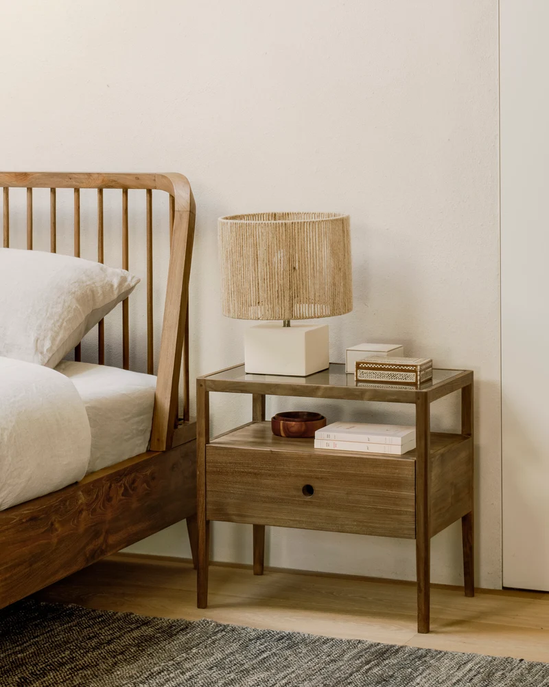 Spindle Bedside Table - Reclaimed Teak