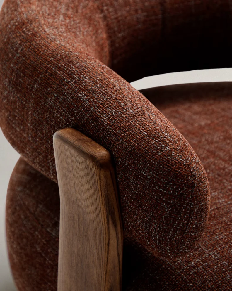 Granite Armchair Brown Chenille & Walnut