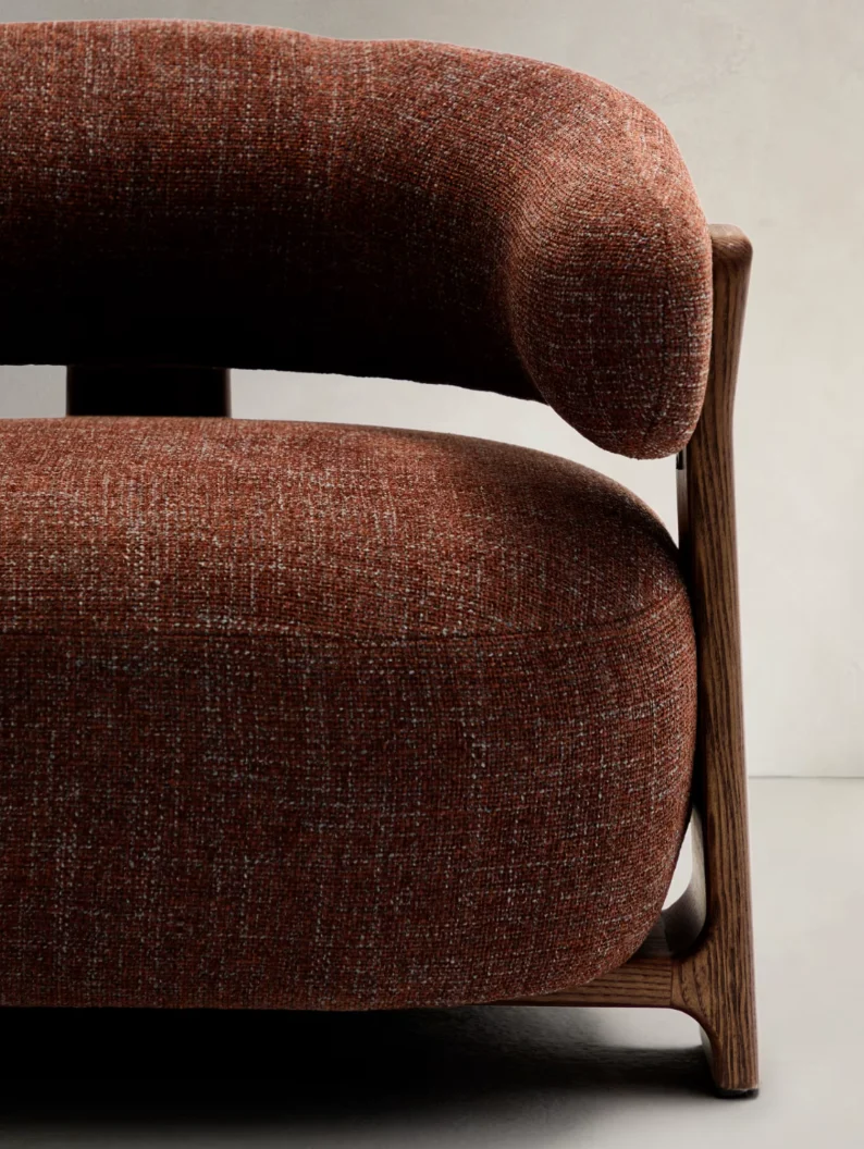 Granite Armchair Brown Chenille & Walnut