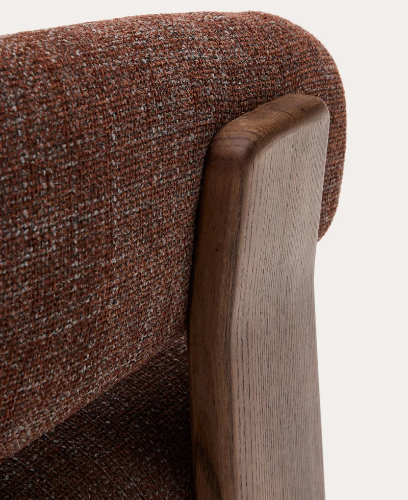 Granite Armchair Brown Chenille & Walnut