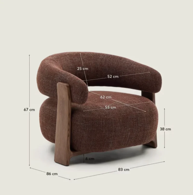 Granite Armchair Brown Chenille & Walnut