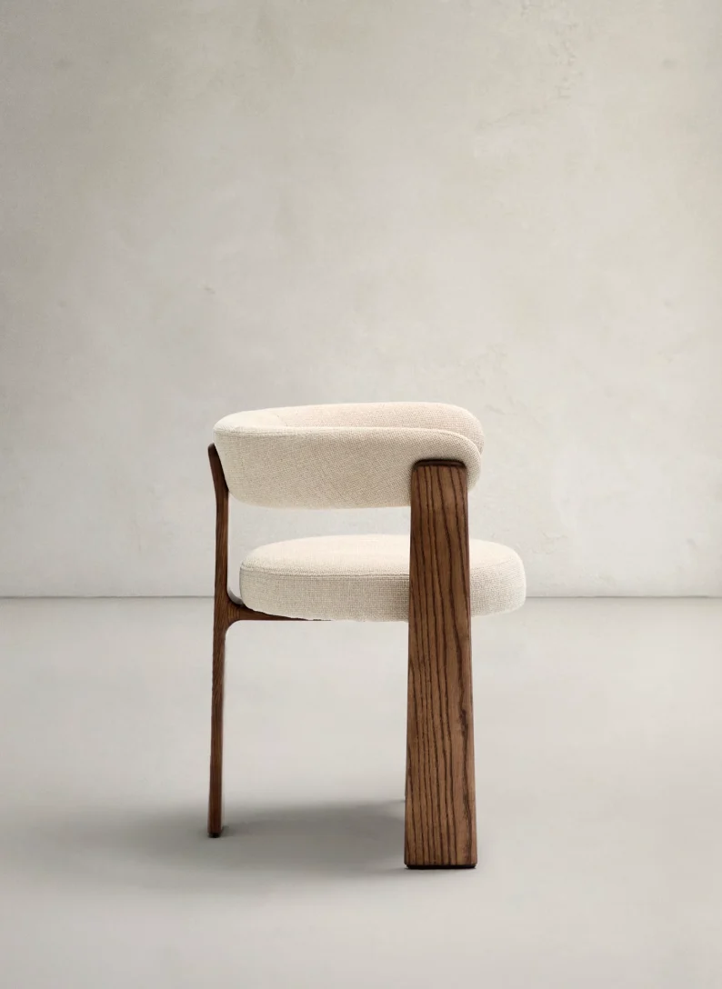 Granite Dining Chair Beige Chenille & Walnut