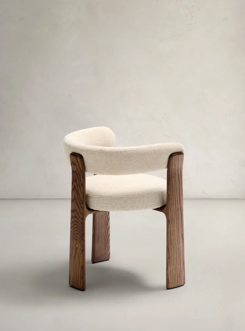 Granite Dining Chair Beige Chenille & Walnut
