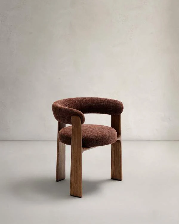 Granite Dining Chair Brown Chenille & Walnut