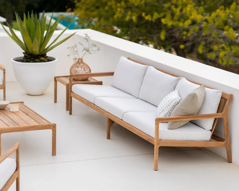 Jack Outdoor Sofa - Teak Off White 265 cm