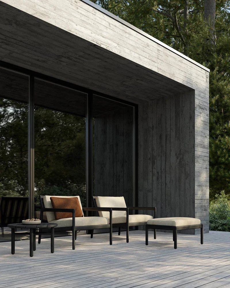 Jack Outdoor Footstool - Teak Black Natural