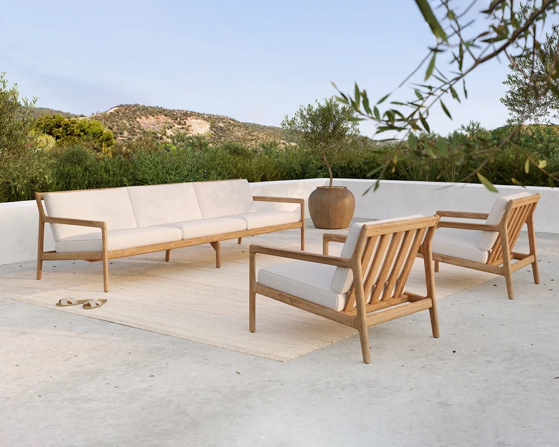 Jack Outdoor Lounge Chair - Teak Off White