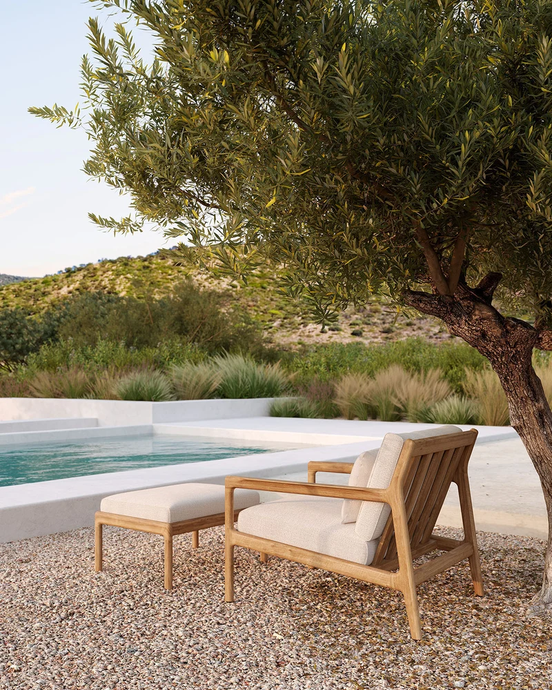 Jack Outdoor Lounge Chair - Teak Off White