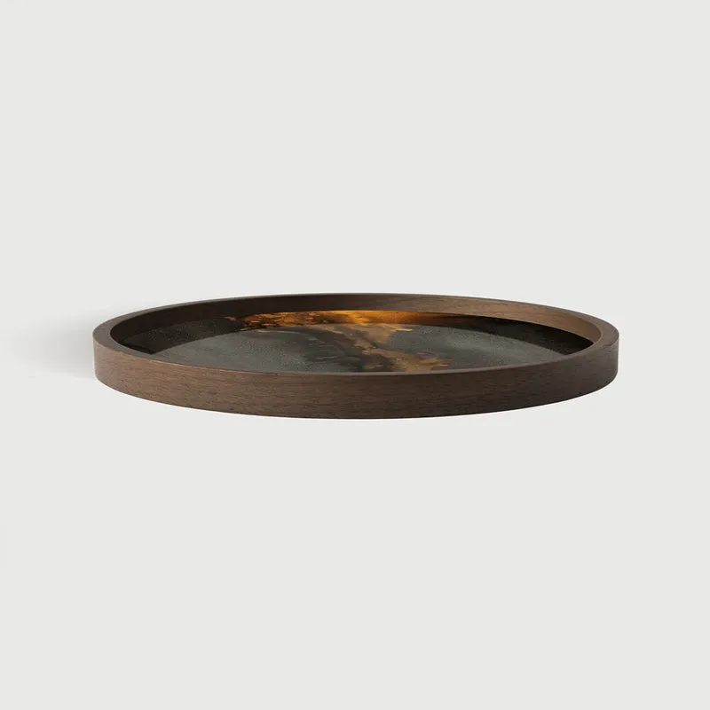 Round Bronze Glass Valet Tray