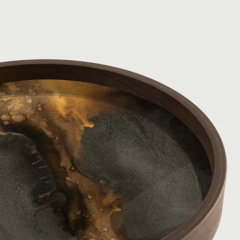 Round Bronze Glass Valet Tray