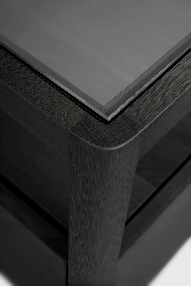 Oak Spindle Bedside Table - Black