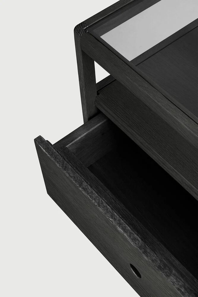 Oak Spindle Bedside Table - Black