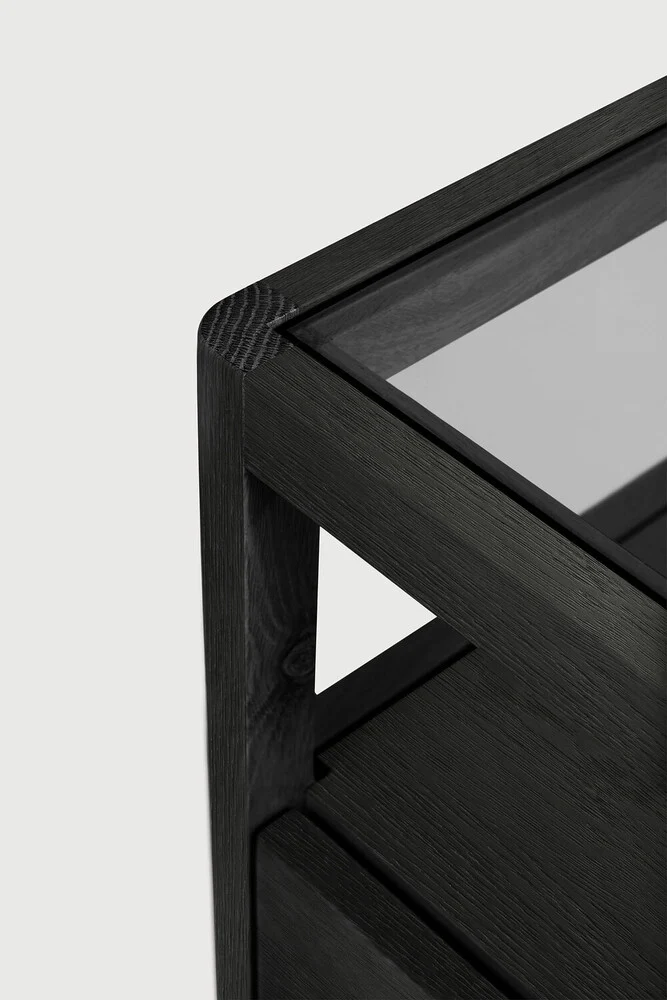 Oak Spindle Bedside Table - Black
