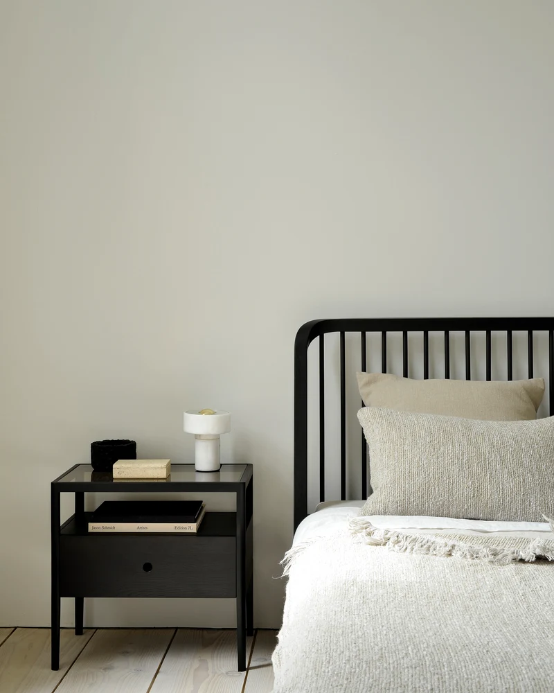 Oak Spindle Bedside Table - Black