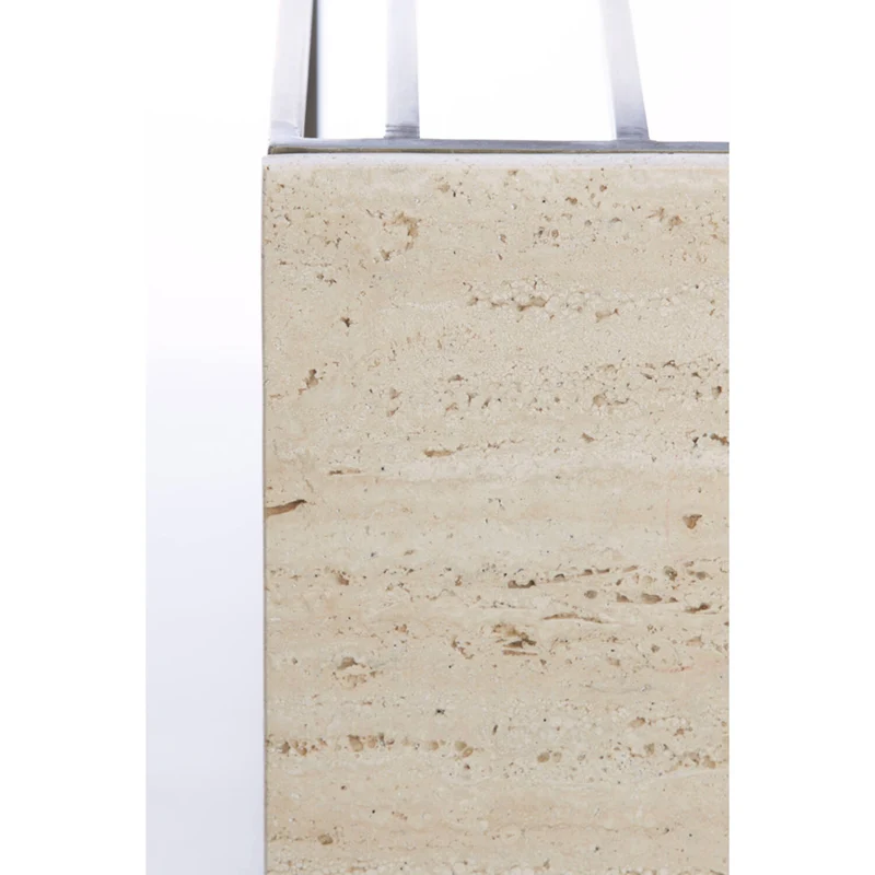 Travertine & Bronze Side Table
