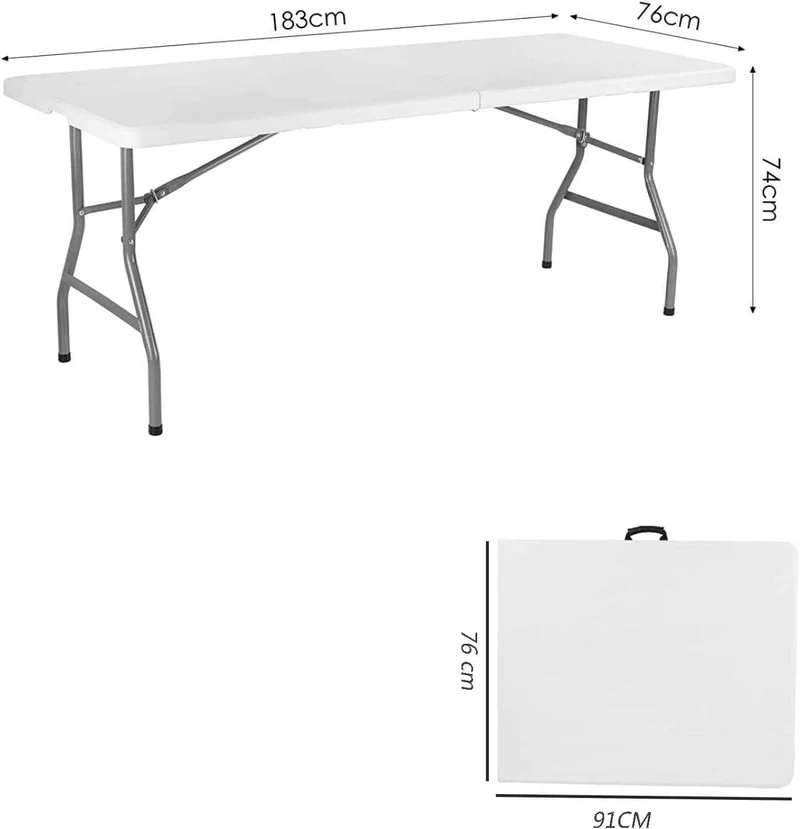 Table De Jardin Pliante Blanche En Résine 183x76cm