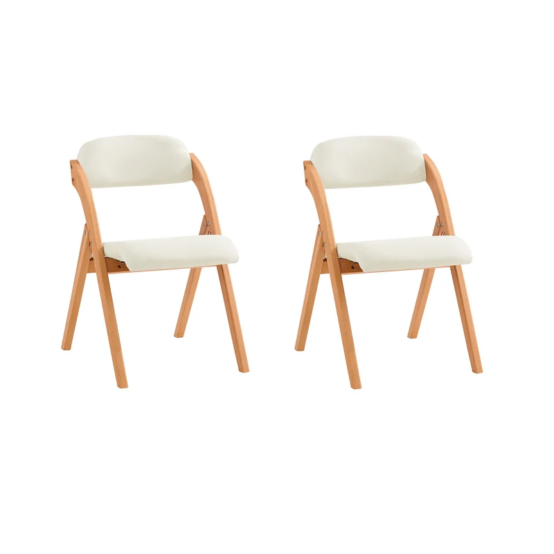 SoBuy FST92-Wx2 Lot de 2 Chaises Pliantes en Bois Massif avec Housse Lavable – Crème