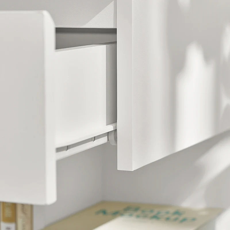 SoBuy FBT49-Wx2 Lot de 2 Table de Chevet - Table de Nuit avec 1 tiroir et 2 étagères, Table d'appoint pour Chambre à Coucher - Meuble de Rangement Moderne L39 x P39 x H65 cm Blanc