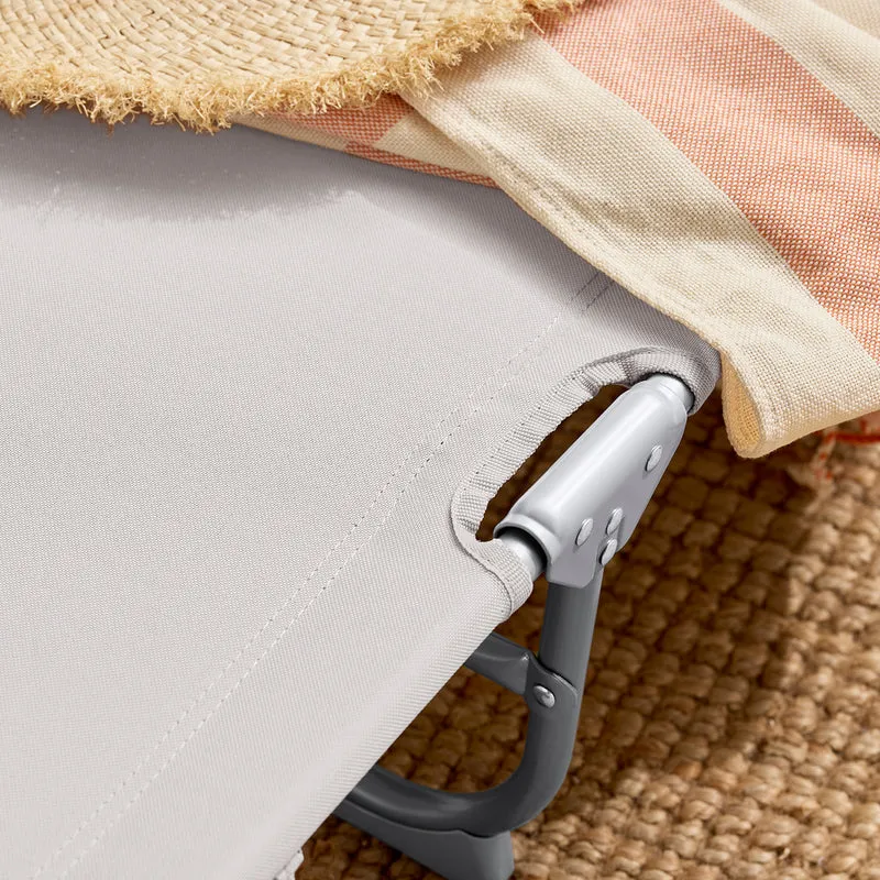 SoBuy OGS35-MIx2 Lot de 2 Transats de Jardin Pliable avec Oreiller et Poche Latérale, Chaise Longue Relax, Design Fonctionnel – L155×P56×H81 cm, Beige