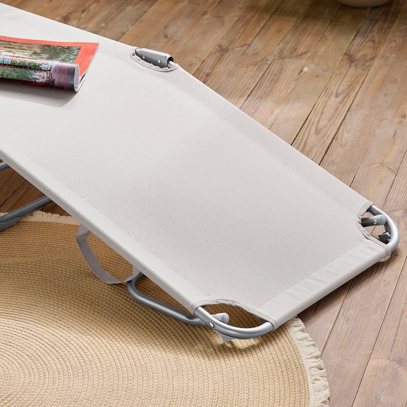 SoBuy OGS35-MIx2 Lot de 2 Transats de Jardin Pliable avec Oreiller et Poche Latérale, Chaise Longue Relax, Design Fonctionnel – L155×P56×H81 cm, Beige