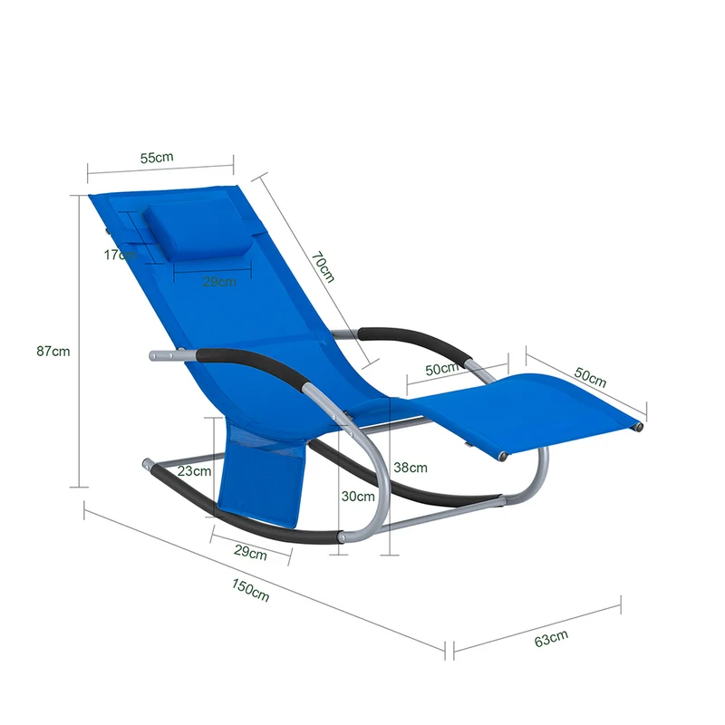 SoBuy OGS28-KBx2 Lot de 2 Chaise Longue Transat de Jardin Bascule avec Appui-tête Réglable et Pochette latérale
