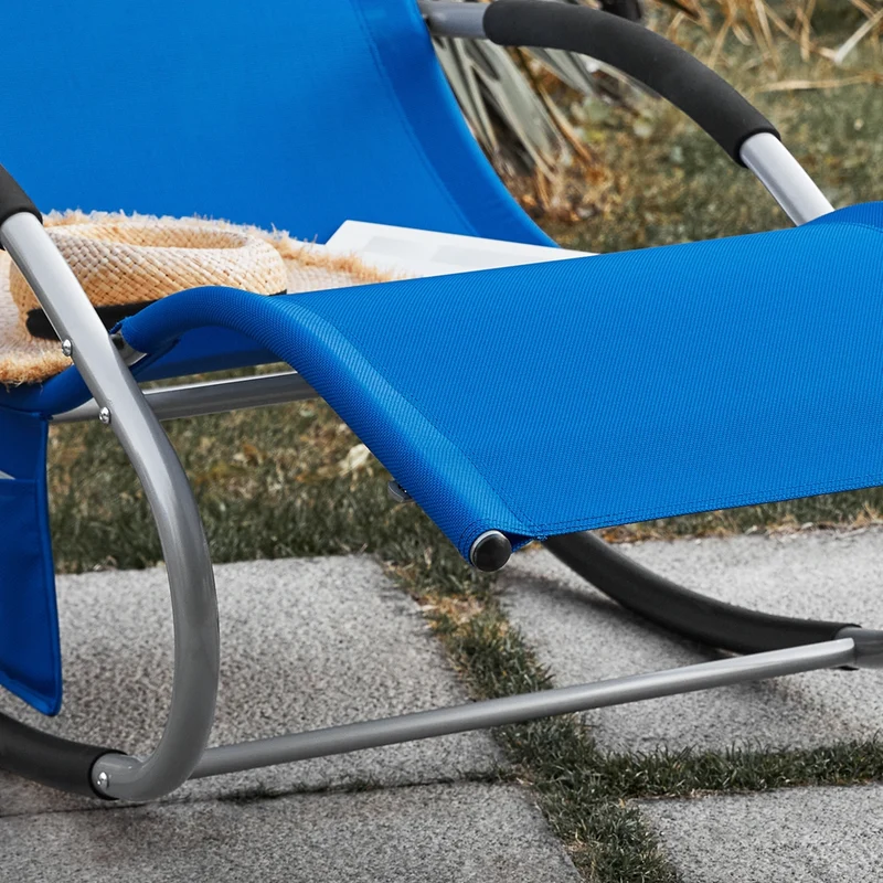 SoBuy OGS28-KBx2 Lot de 2 Chaise Longue Transat de Jardin Bascule avec Appui-tête Réglable et Pochette latérale
