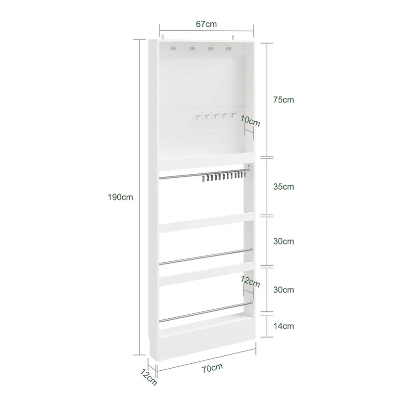 SoBuy FHK39-W Porte-Manteaux Mural Ultra-Fin avec Étagère à Chaussures – Vestiaire Design 12 cm – 70×12×190 cm, Blanc