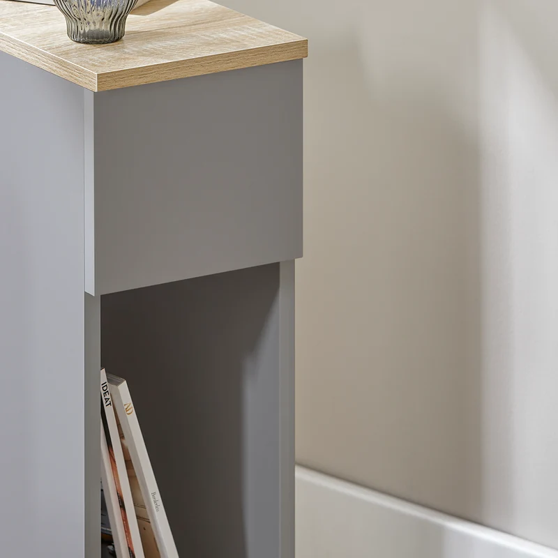 SoBuy FBT111-HGx2 Lot de 2 Tables de Chevet avec Tiroir, Gain de Place, pour Salon et Chambre, Rangement Optimisé, Design Fonctionnel – L20×P35×H60 cm, Gris