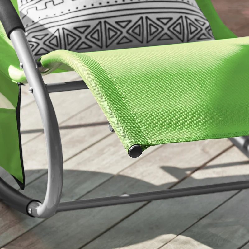 SoBuy OGS28-GRx2 Lot de 2 Chaise Longue Transat de Jardin Bascule avec Appui-tête Réglable et Pochette latérale
