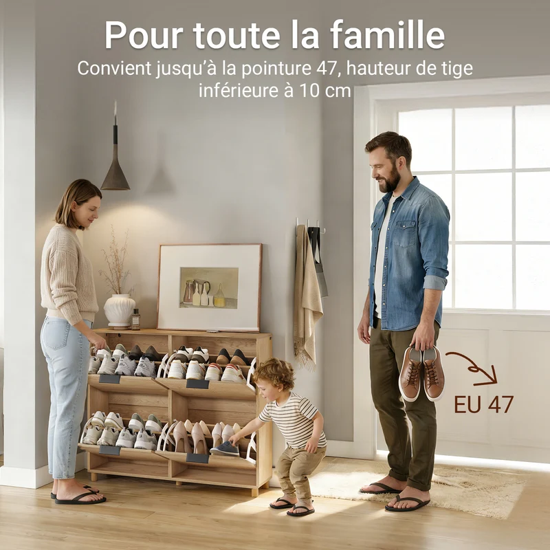 SoBuy FSR214-N Meuble à Chaussures Compact 24 cm de Profondeur – Naturel