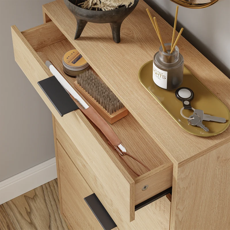 SoBuy FSR212-N Meuble à Chaussures pour Entrée Étroite – 24 cm de Profondeur, Chêne Naturel