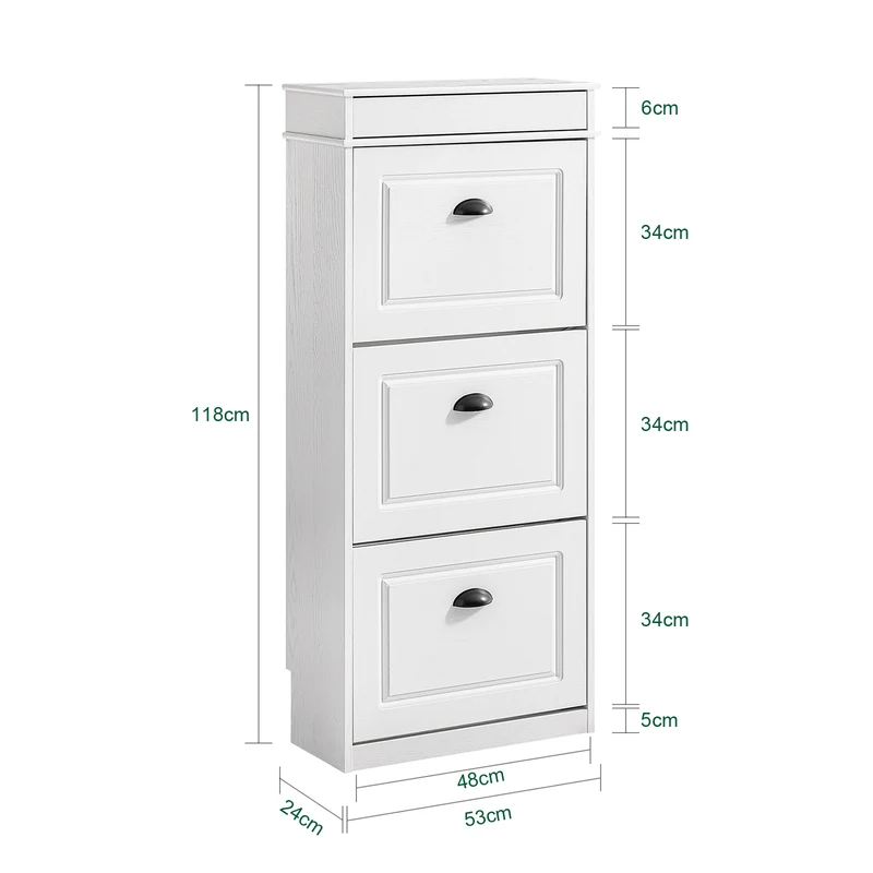 SoBuy FSR64-WG + FSR94-WG Lot Banc à Chaussures + Meuble Slim 20 Paires – Entrée Complète 24 cm – Effet Bois Blanc