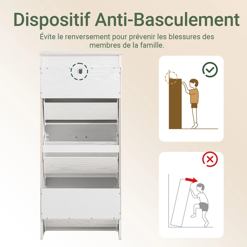 SoBuy FSR64-WG + FSR94-WG Lot Banc à Chaussures + Meuble Slim 20 Paires – Entrée Complète 24 cm – Effet Bois Blanc