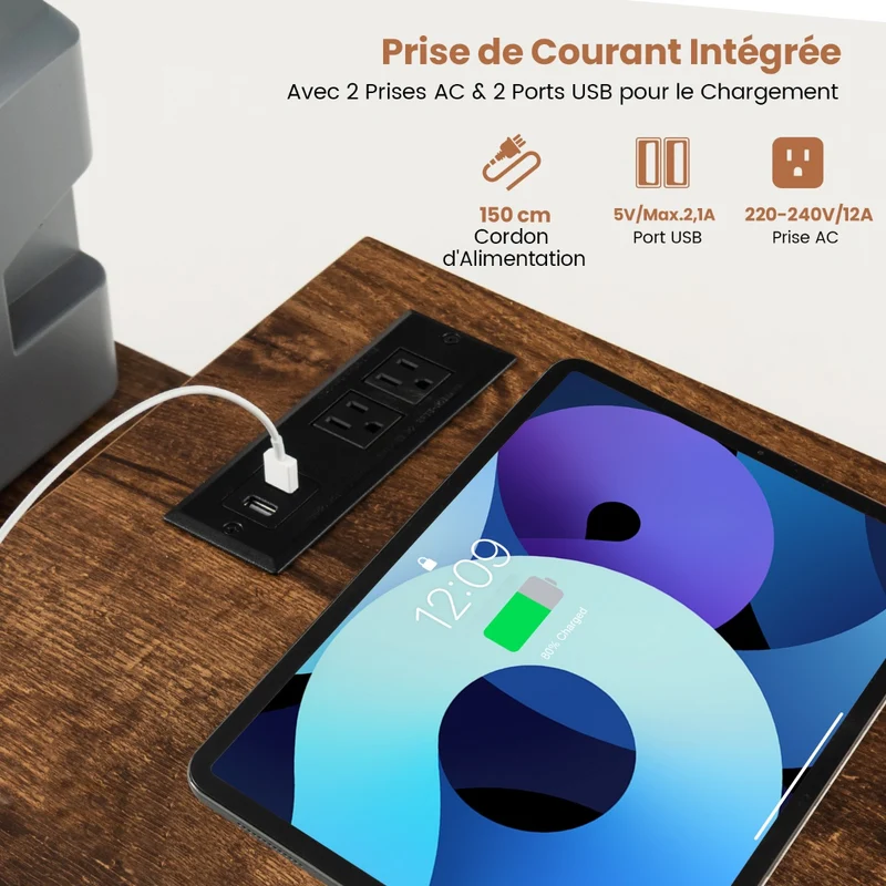 Costway - Bureau d'Angle, Bureau en L, Bureau Ordinateur, Bureau Informatique, Bureau Moderne, Table de Bureau, Poste de Travail, Marron Rustique