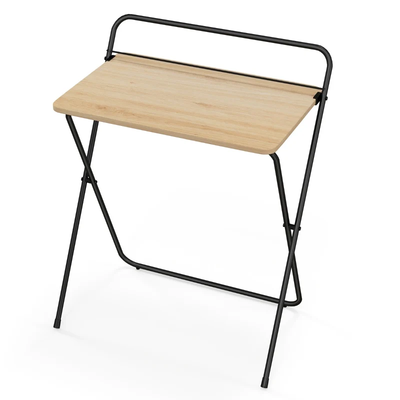 Costway - Petit Bureau de 60 сm, Bureau Pliable, Bureau Ordinateur, Bureau Informatique, Table de Bureau, Poste de Travail, Naturel