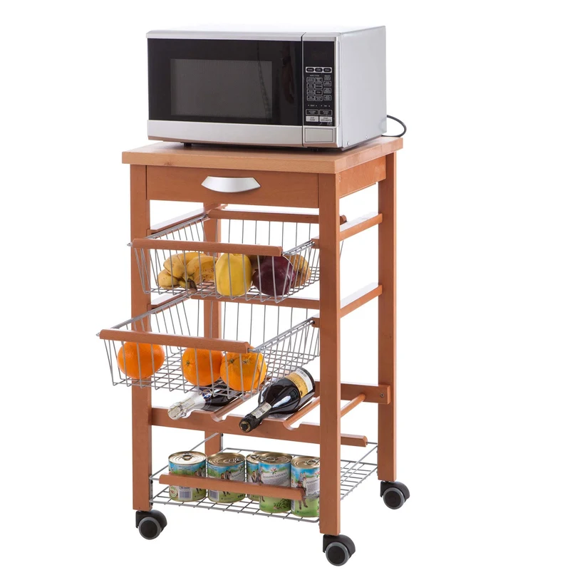 ARIT - Chariot de cuisine ARTURO, Desserte Cuisine, Desserte a Roulette, Desserte Bois - Couleur Ciliegio
