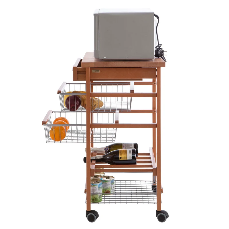 ARIT - Chariot de cuisine ARTURO, Desserte Cuisine, Desserte a Roulette, Desserte Bois - Couleur Ciliegio