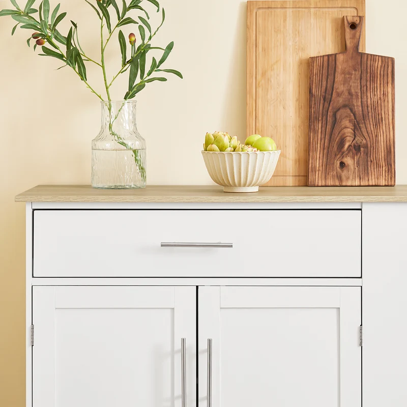 SoBuy FKW133-WN Desserte Cuisine avec Roulettes et Tiroir, Mobile, pour Cuisine et Salle à Manger, Rangement Optimisé, Usage Quotidien – L99×P40×H85 cm, Blanc