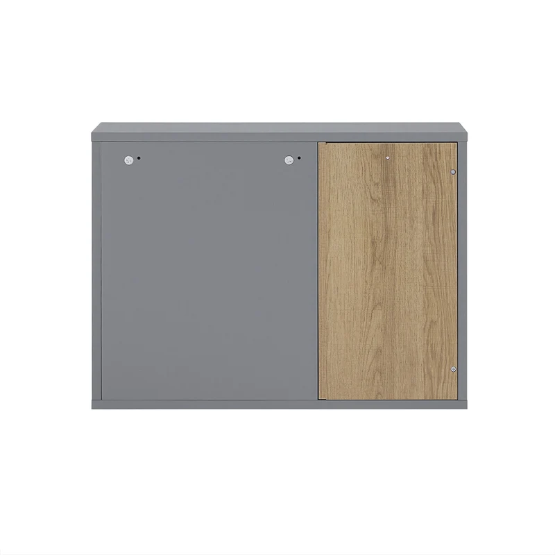 SoBuy BZR149-DG Armoire Murale avec Miroir , Placard de Rangement Suspendu, Meuble Haut Salle de Bain avec Porte et 2 Compartiments Ouverts
