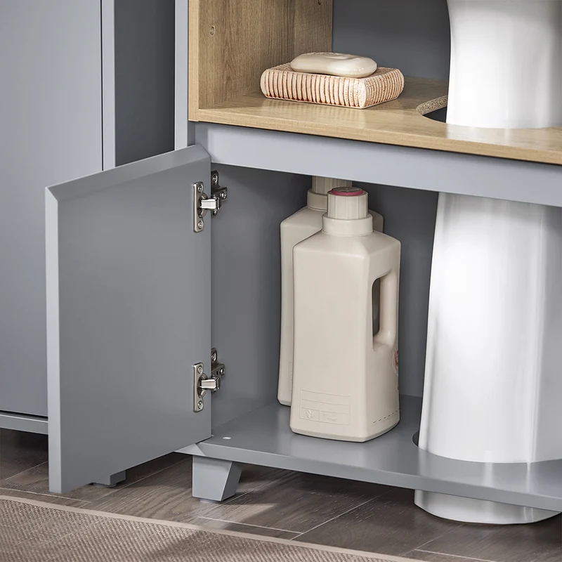 SoBuy BZR148-DG Meuble Sous Lavabo de Salle de Bain, Meuble Sous Vasque à 2 Portes