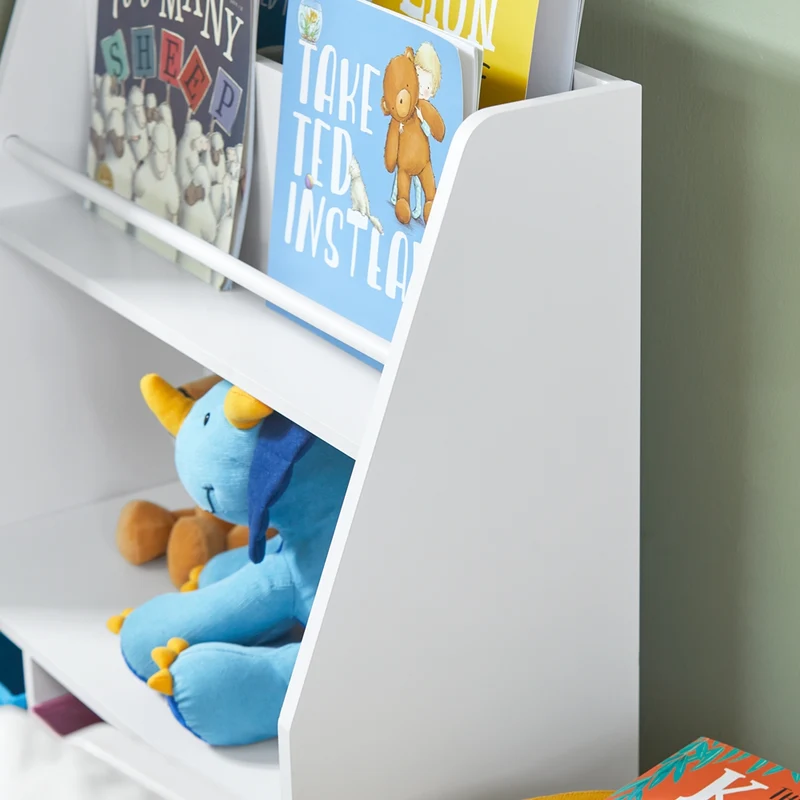 SoBuy KMB34-F Bibliothèque Étagère à Livres Étagère de Rangement Jouets pour Enfants Porte-revues avec Compartiments de Rangement et 3 Paniers 63x28x80 cm