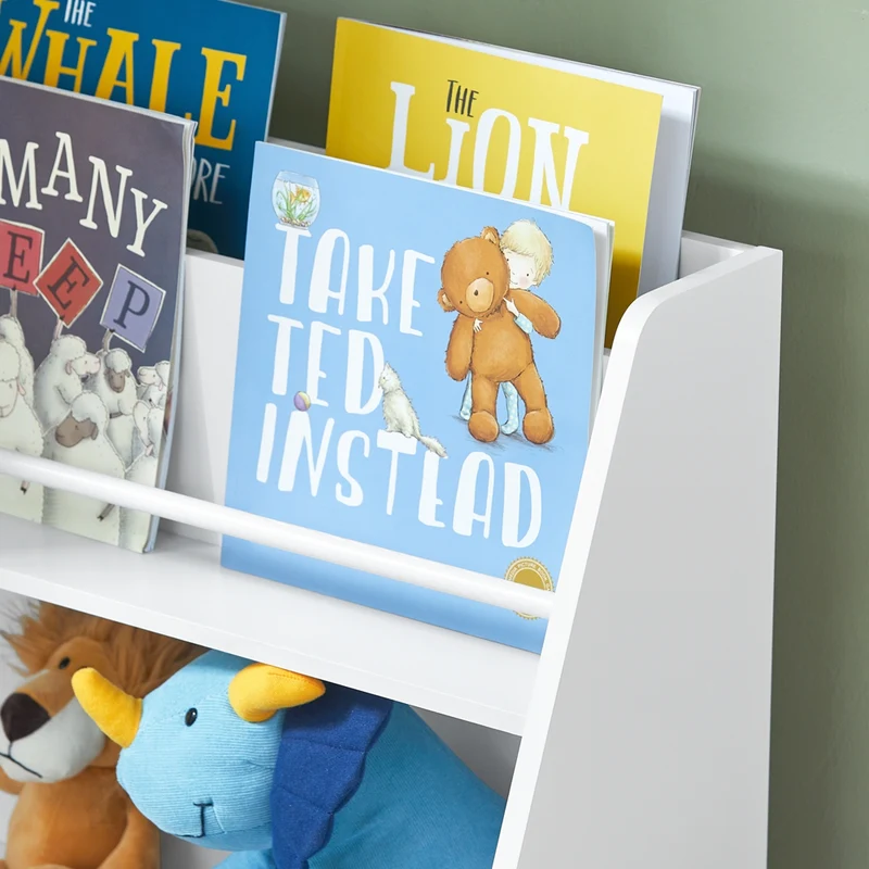 SoBuy KMB34-F Bibliothèque Étagère à Livres Étagère de Rangement Jouets pour Enfants Porte-revues avec Compartiments de Rangement et 3 Paniers 63x28x80 cm