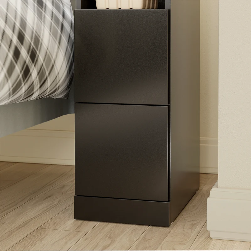 SoBuy FBT149-SCH Table de Chevet Étroite 20 cm, Table d'Appoint Fine avec 2 Tiroirs et Compartiment Ouvert, Chevet de Lit pour Petit Espace, côté canapé ou lit, 20x35x60 cm Noir