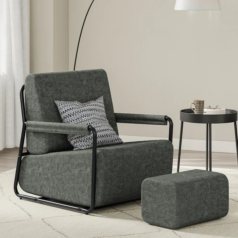 SoBuy FST99-DG Fauteuil Relax en Velours Gris avec Repose-Pieds Indépendant – Salon, Chambre, Bureau – 74×67×78 cm, Gris Foncé