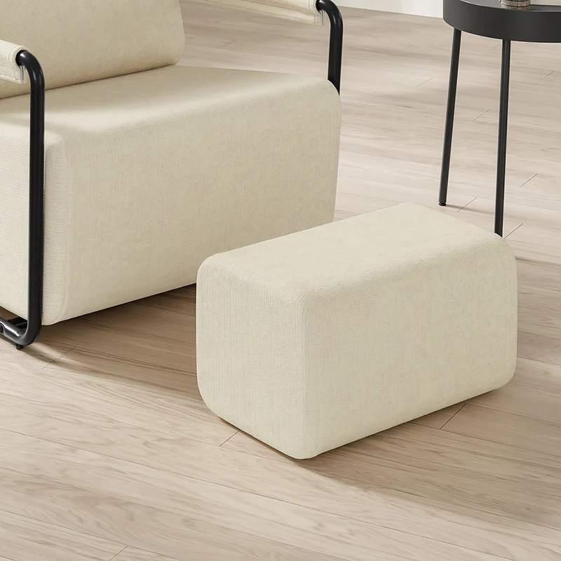 SoBuy FST99-MI Fauteuil Velours Confortable Design Industriel – Structure Métallique – 59×74×78 cm, Blanc Crème
