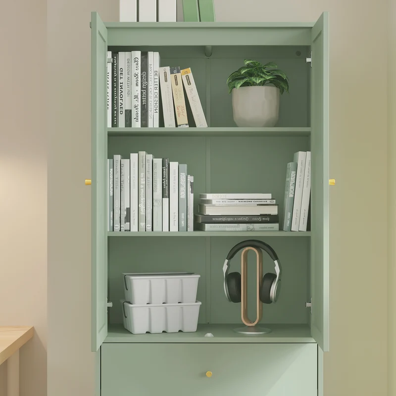 SoBuy FSB107-GR Armoire à Chaussures en Cannage avec Penderie Intégrée – 1 Tiroir, Meuble d'Entrée – 70×34×180 cm, Vert