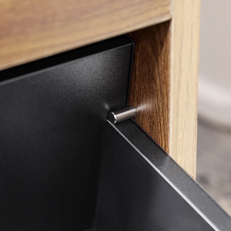 SoBuy FBT143-PF Bout de Canapé sur Roulettes Table de Chevet Table d'Appoint avec 1 Tiroir, 2 Compartiments Ouverts et 4 Portes
