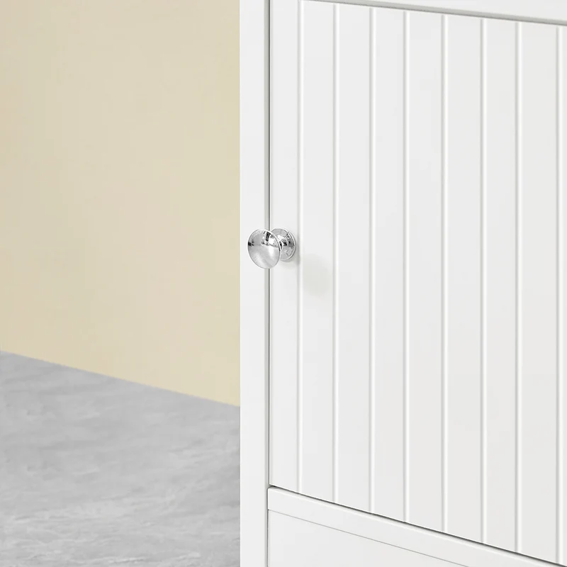 SoBuy BZR185-W Meuble sous-Lavabo, Meuble sous-Vasque Meuble de Rangement de Salle de Bain, 2 Étagères, 2 Portes Coulissantes