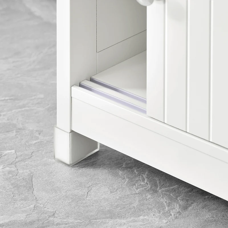 SoBuy BZR185-W Meuble sous-Lavabo, Meuble sous-Vasque Meuble de Rangement de Salle de Bain, 2 Étagères, 2 Portes Coulissantes