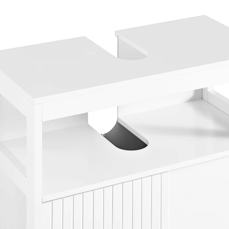 SoBuy BZR185-W Meuble sous-Lavabo, Meuble sous-Vasque Meuble de Rangement de Salle de Bain, 2 Étagères, 2 Portes Coulissantes